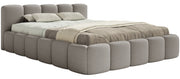 Gepolstertes Bett 160x200 cm Cloudy Low mit Stauraum, grauer Bouclé-Stoff, Metallrahmen