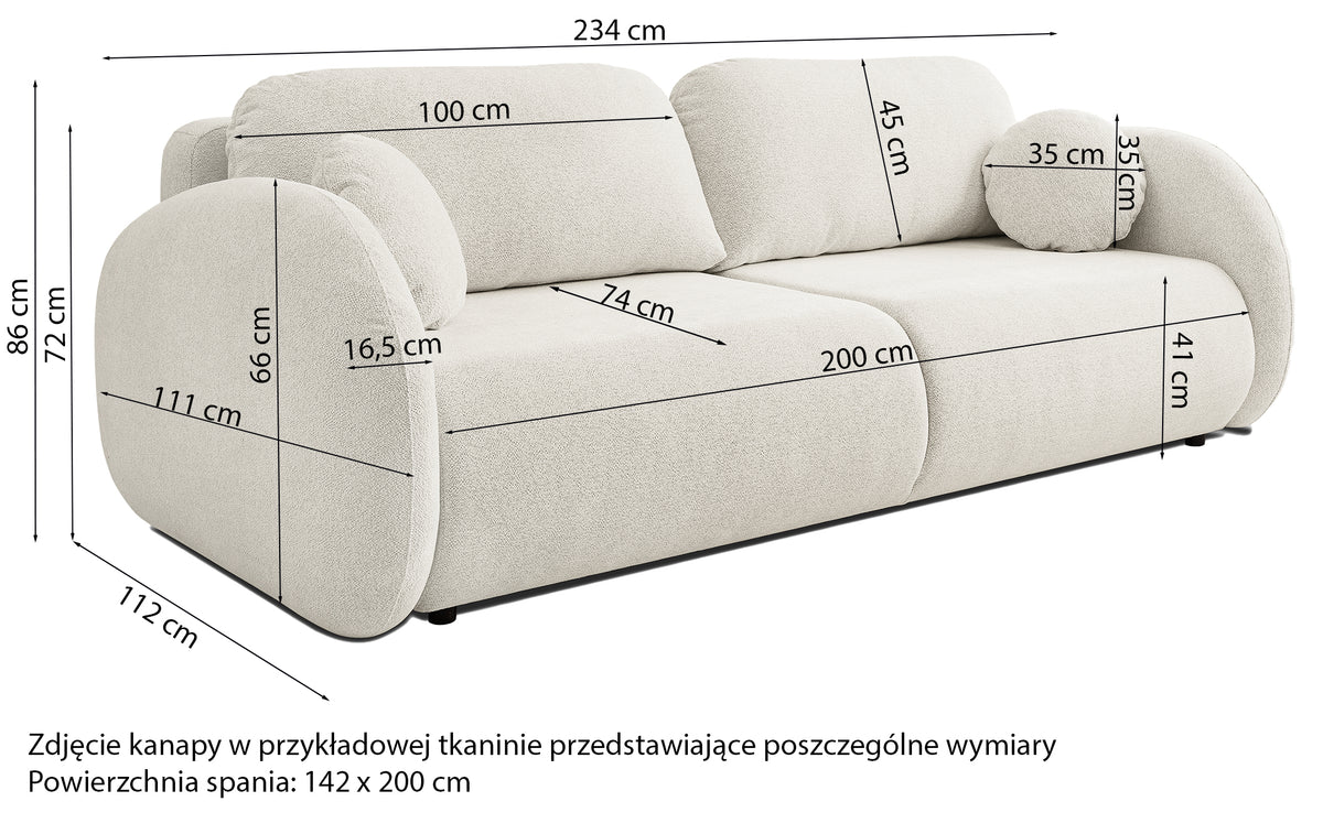 Canapé convertible 3 places Ovally avec coffre, tissu chenille gris foncé