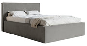 Lit tapissé 160x200 cm Lucera avec rangement, velours hydrofuge gris