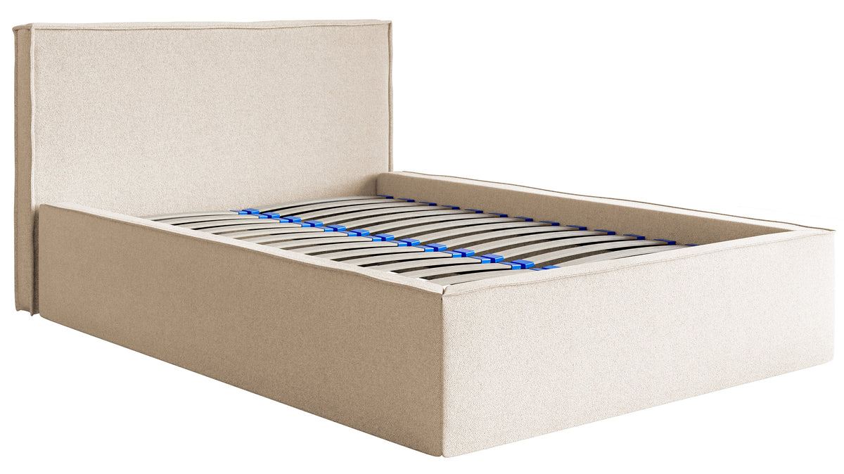 Lit tapissé 140x200 cm Lucera avec rangement en chenille beige clair
