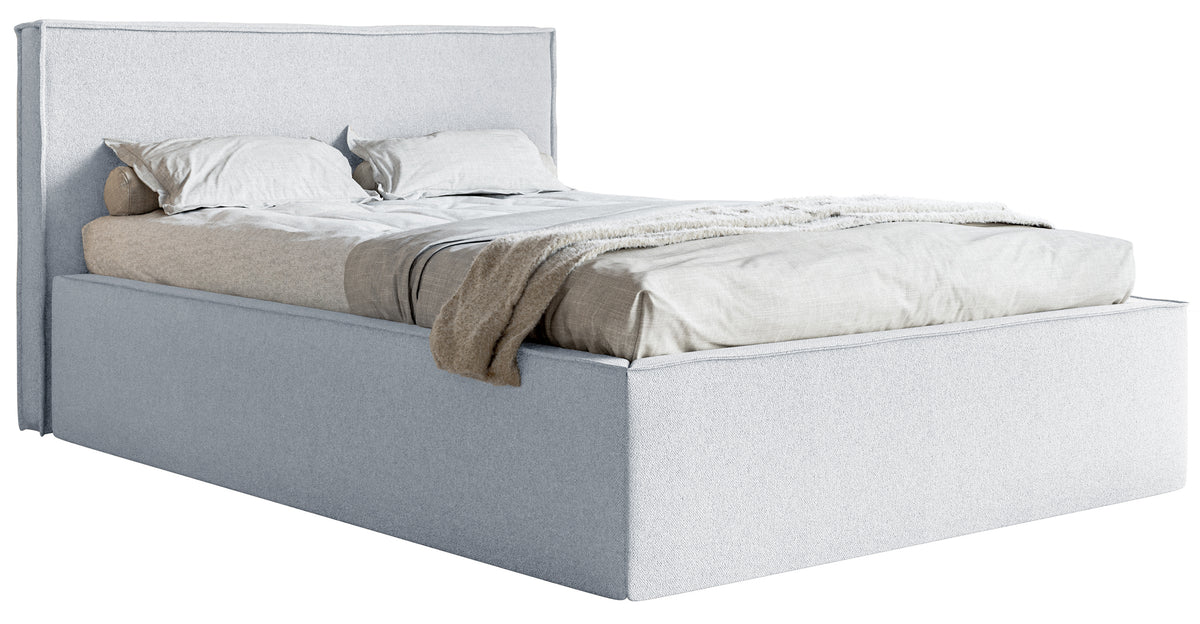 Polsterbett 180x200 cm Lucera mit Stauraum, hellgrauer Chenillestoff