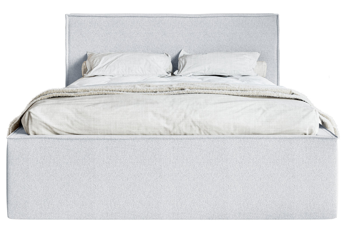 Polsterbett 180x200 cm Lucera mit Stauraum, hellgrauer Chenillestoff