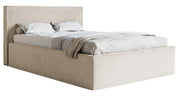 Lit tapissé 160x200 cm Lucera avec rangement, velours hydrofuge gris beige