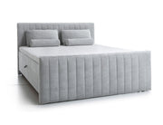 Lit continental Lullabino 160x200 cm avec rangements et surmatelas en velours côtelé gris clair