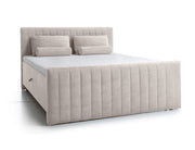 Lit continental Lullabino 160x200 cm avec rangements et surmatelas beige clair en velours côtelé