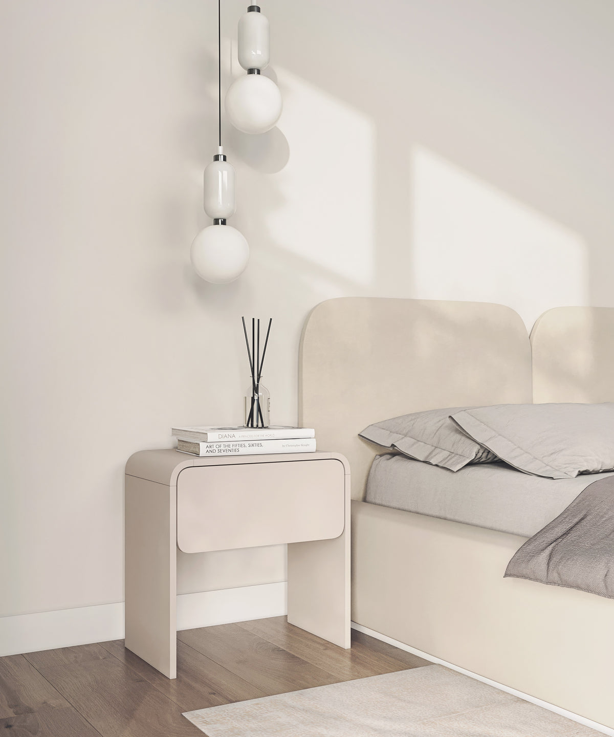 Table de chevet Lummo avec tiroir 50 cm cachemire