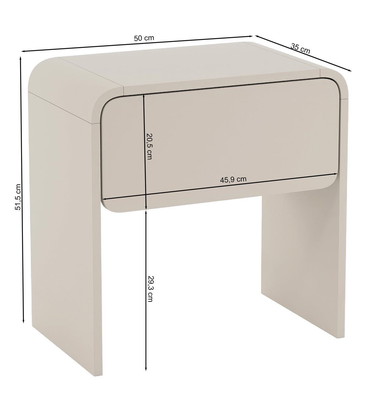 Table de chevet Lummo avec tiroir 50 cm cachemire