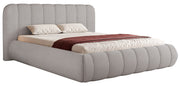 Gepolstertes Bett 200x200 cm Malunna mit Stauraum, Metallrahmen, grauer, leicht zu reinigender Chenille-Stoff