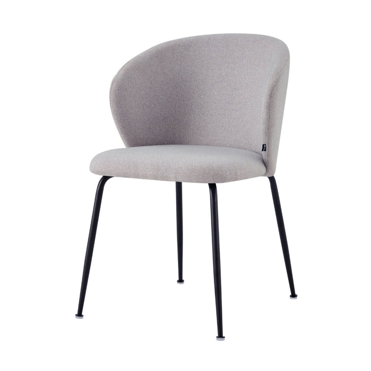 Chaise tapissée Mealize en tissu hydrofuge tressé gris chiné sur pieds noirs
