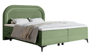 Lit continental 180x200 cm Loreo avec topper et rangements, velours hydrofuge eucalyptus