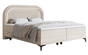 Kontinentalbett 160x200 cm Loreo mit Topper und Stauraum, grau-beiger Velours mit hydrophober Beschichtung