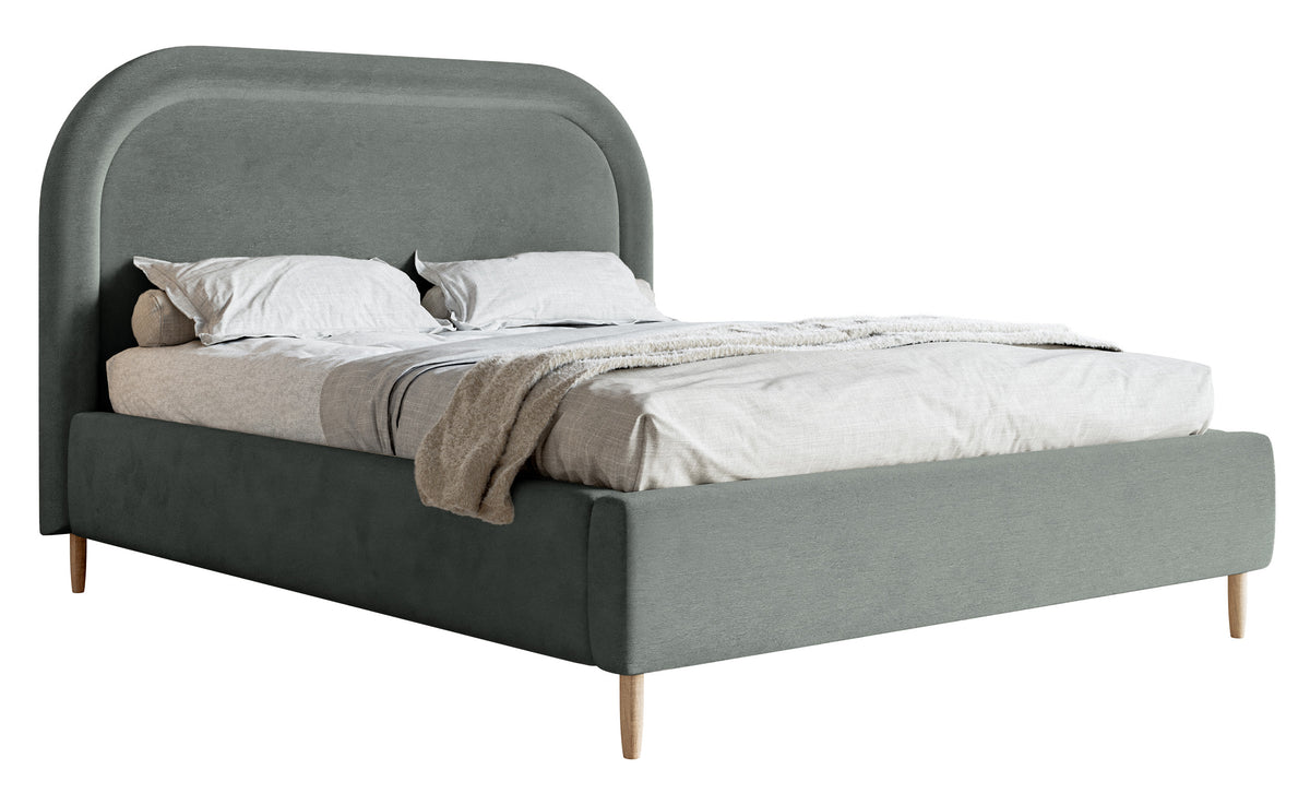 Gepolstertes Bett 160x200 cm Loreo mit Stauraum, grauer wasserabweisender Samt