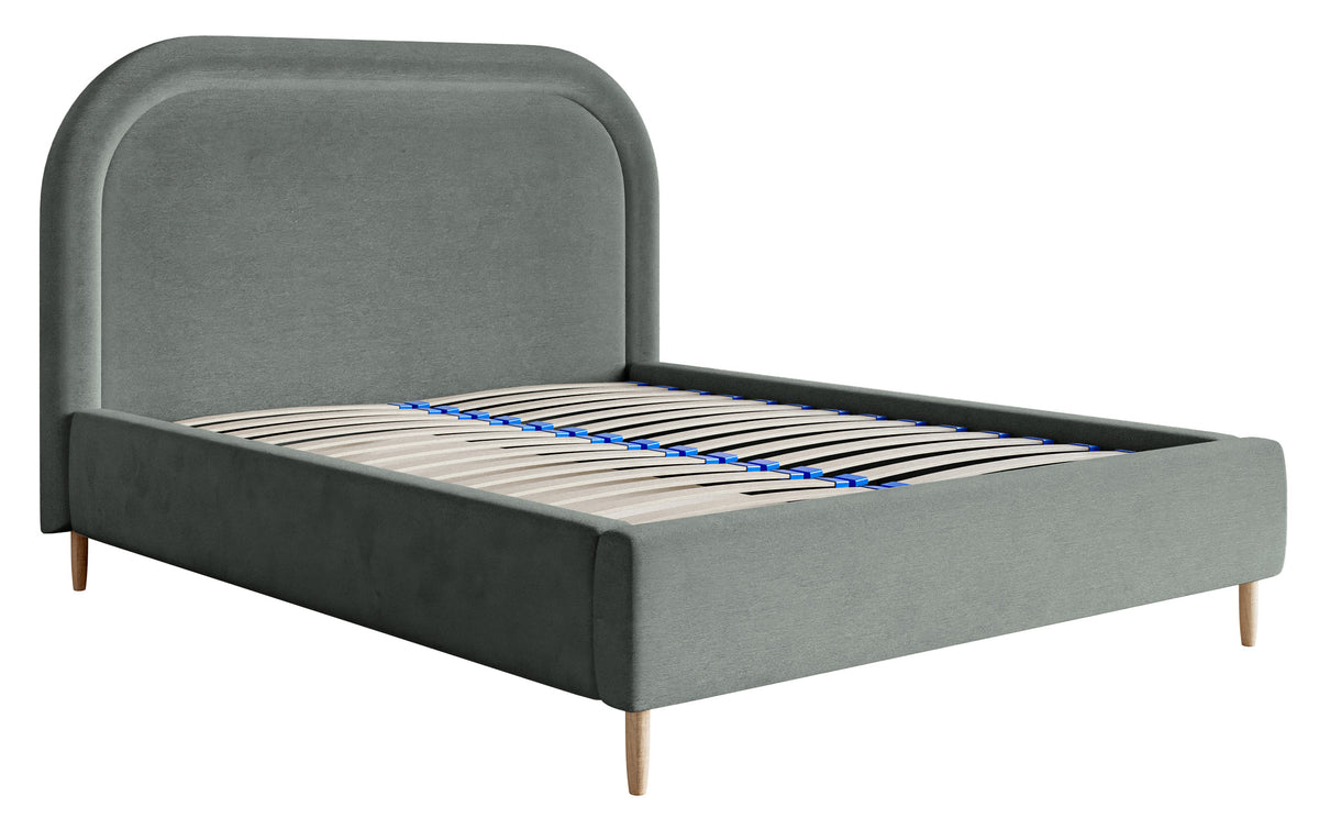 Gepolstertes Bett 160x200 cm Loreo mit Stauraum, grauer wasserabweisender Samt