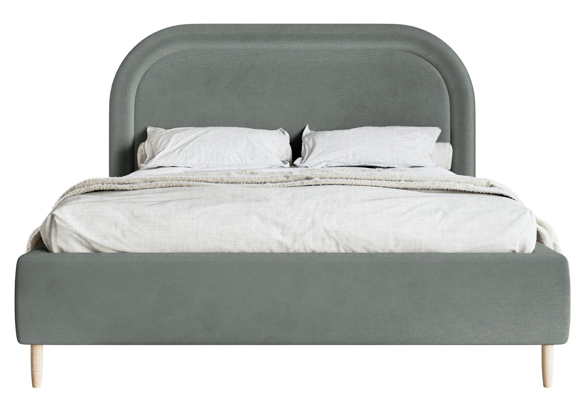 Gepolstertes Bett 160x200 cm Loreo mit Stauraum, grauer wasserabweisender Samt