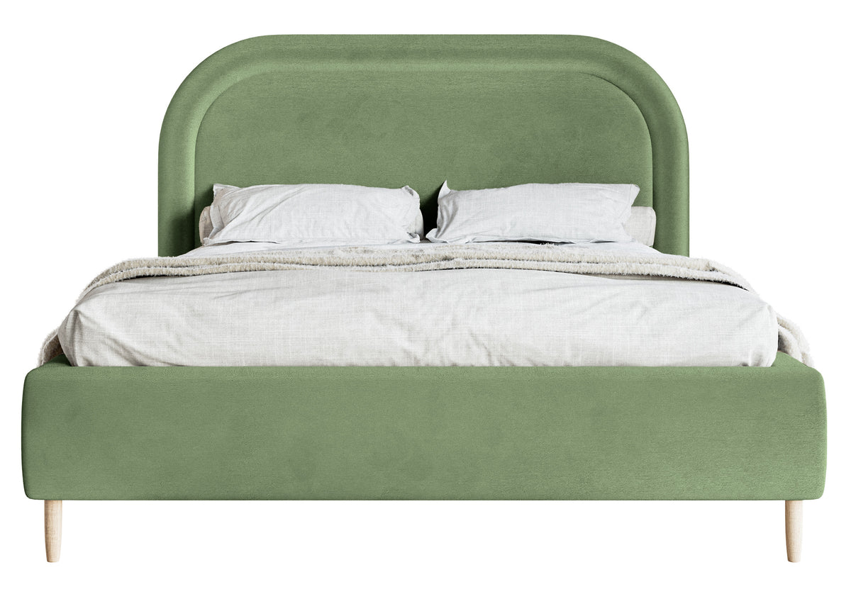 Gepolstertes Bett 140x200 cm Loreo mit Stauraum, Eukalyptus-Velours, wasserabweisend