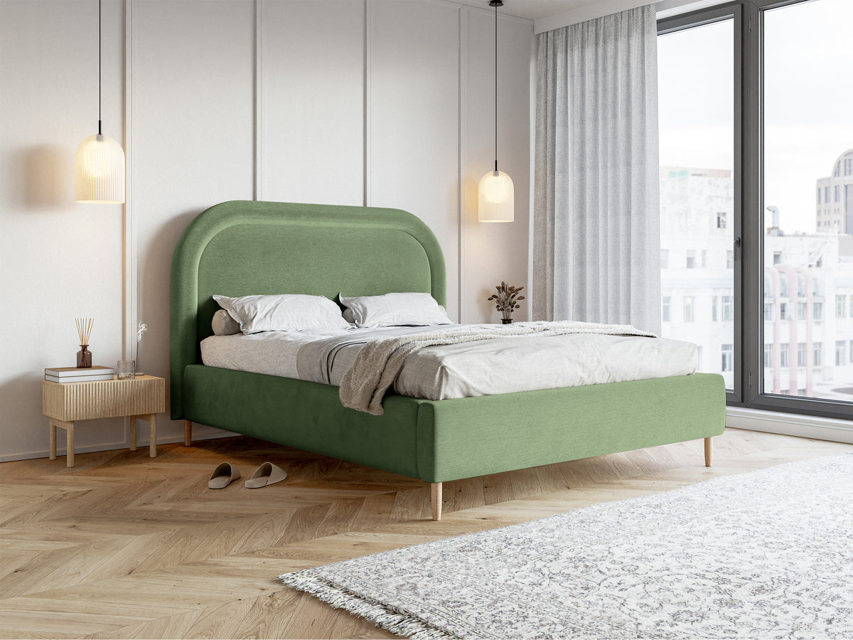 Gepolstertes Bett 140x200 cm Loreo mit Stauraum, Eukalyptus-Velours, wasserabweisend