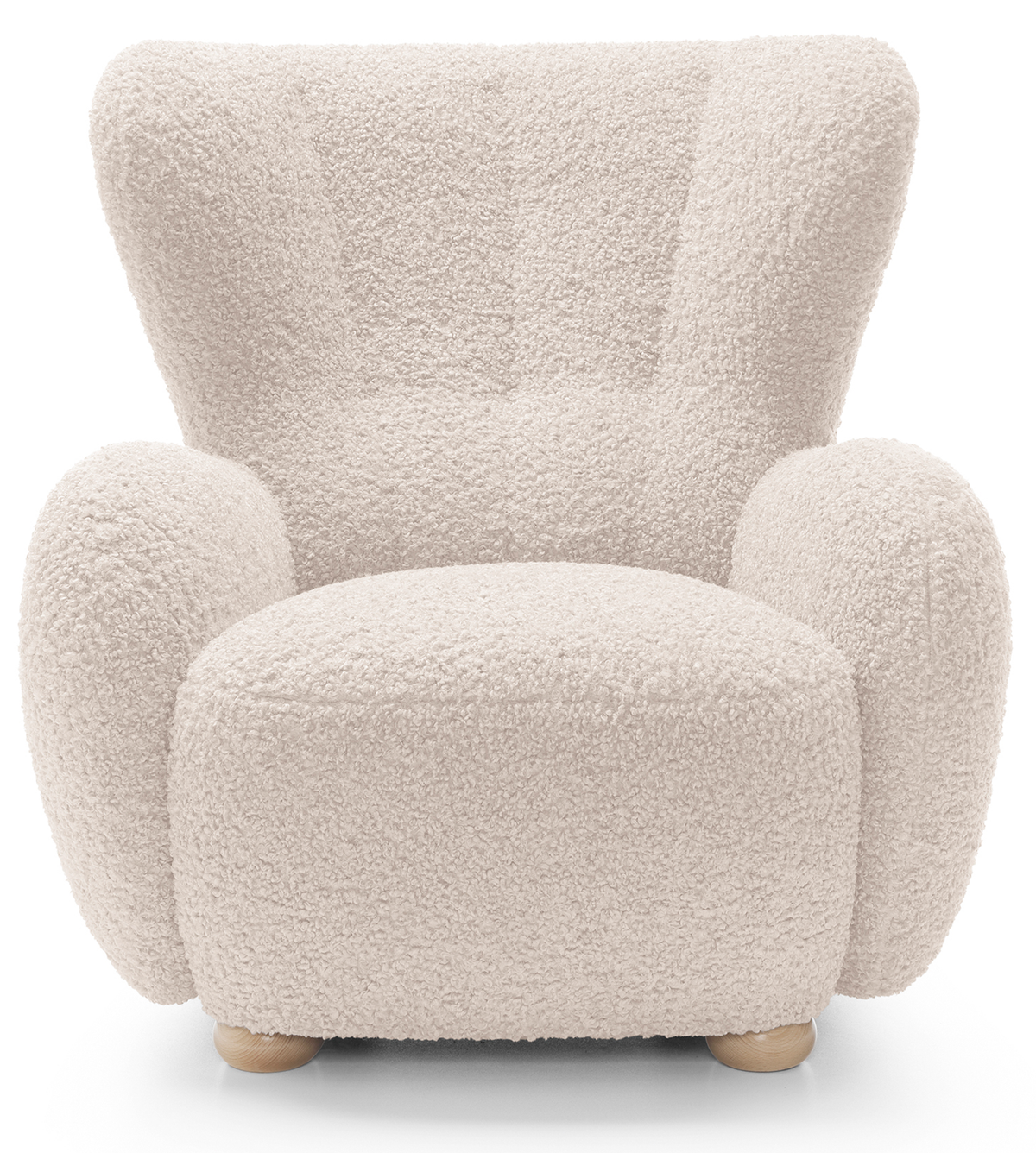 Milele Schalensitz hellbeige Bouclé, Beine aus Buche