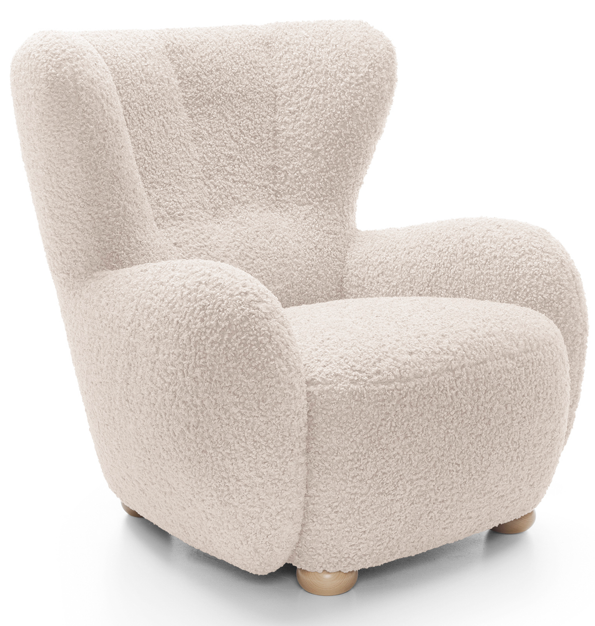 Milele Schalensitz hellbeige Bouclé, Beine aus Buche