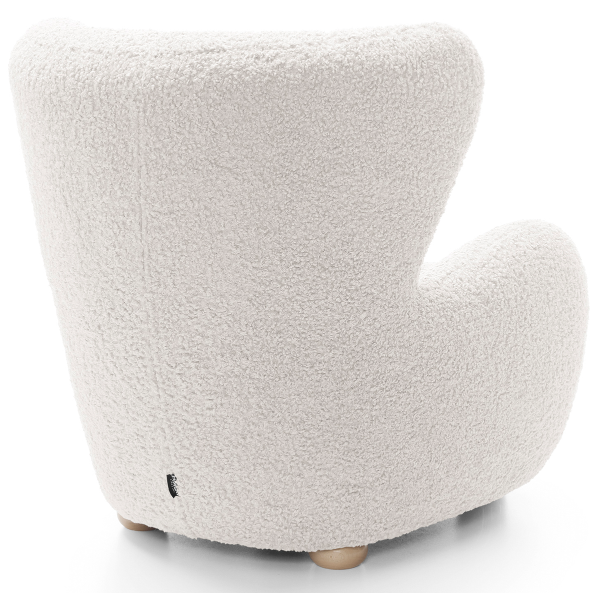 Fauteuil baquet Milele crème boucle pieds en hêtre