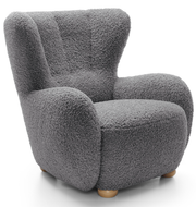 Fauteuil baquet Milele gris boucle pieds en hêtre