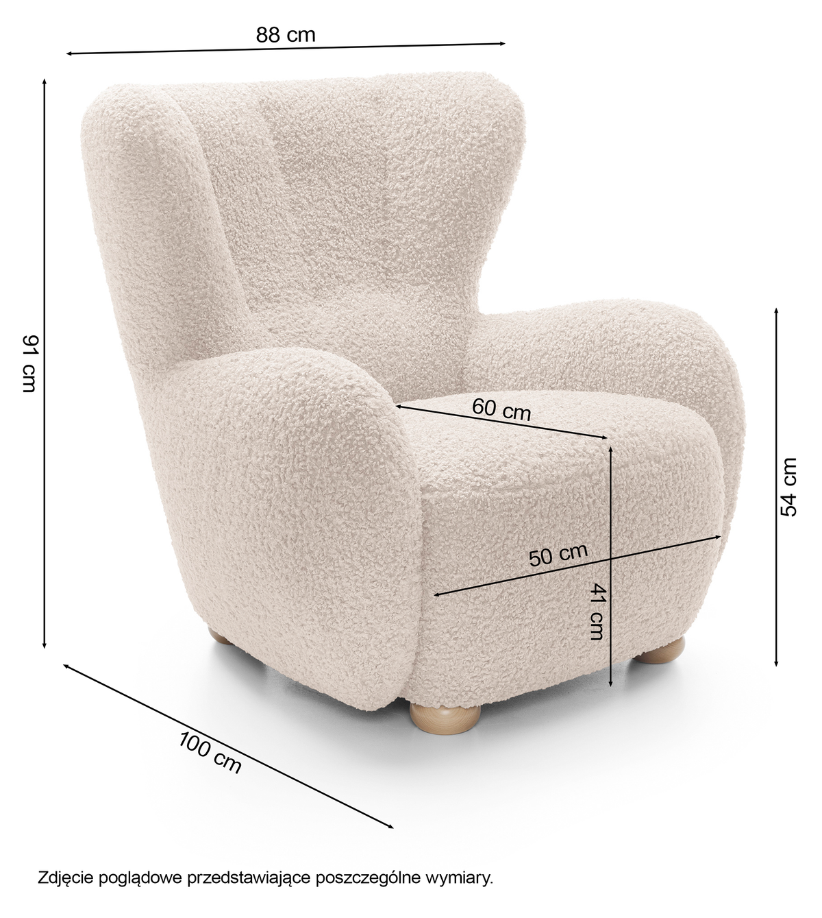 Fauteuil baquet Milele gris boucle pieds en hêtre