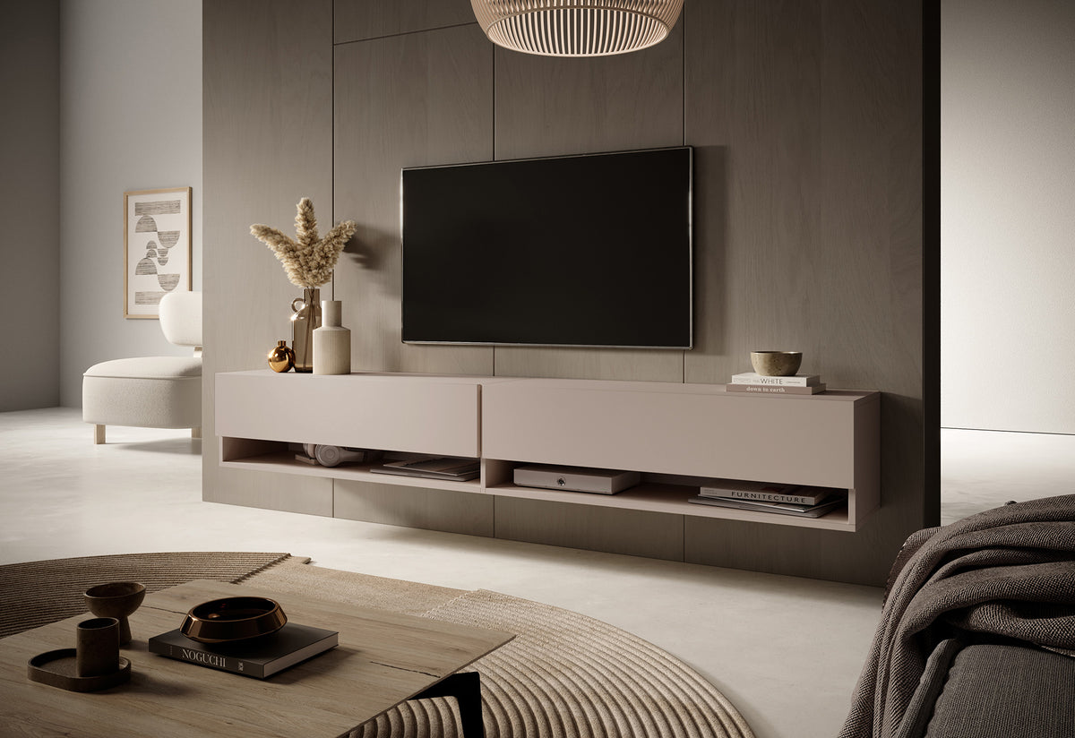 Meuble TV Mirrgo 200 cm Gris beige