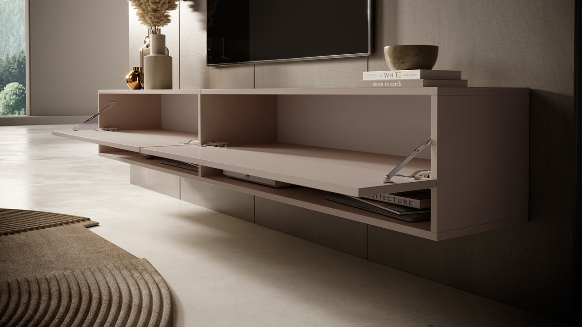 Meuble TV Mirrgo 200 cm Gris beige
