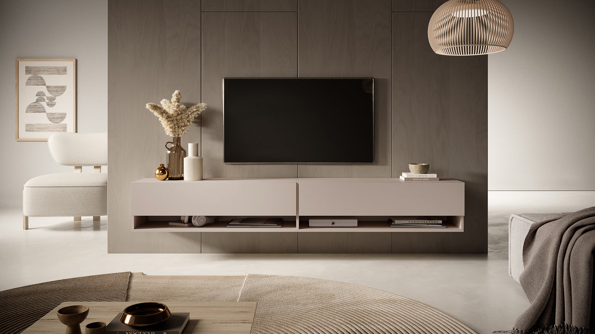 Meuble TV Mirrgo 200 cm Gris beige