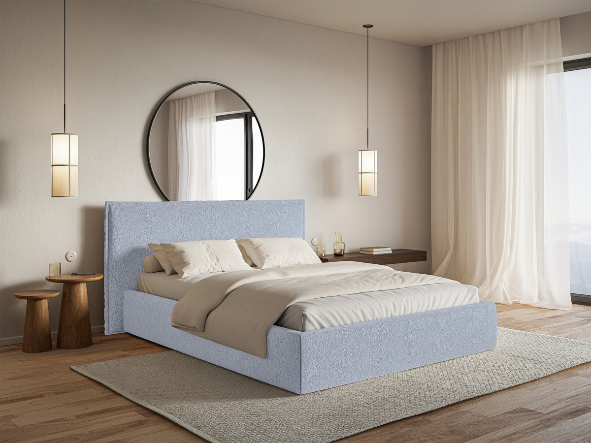 Lit tapissé 140x200 cm Softie bleu chiné