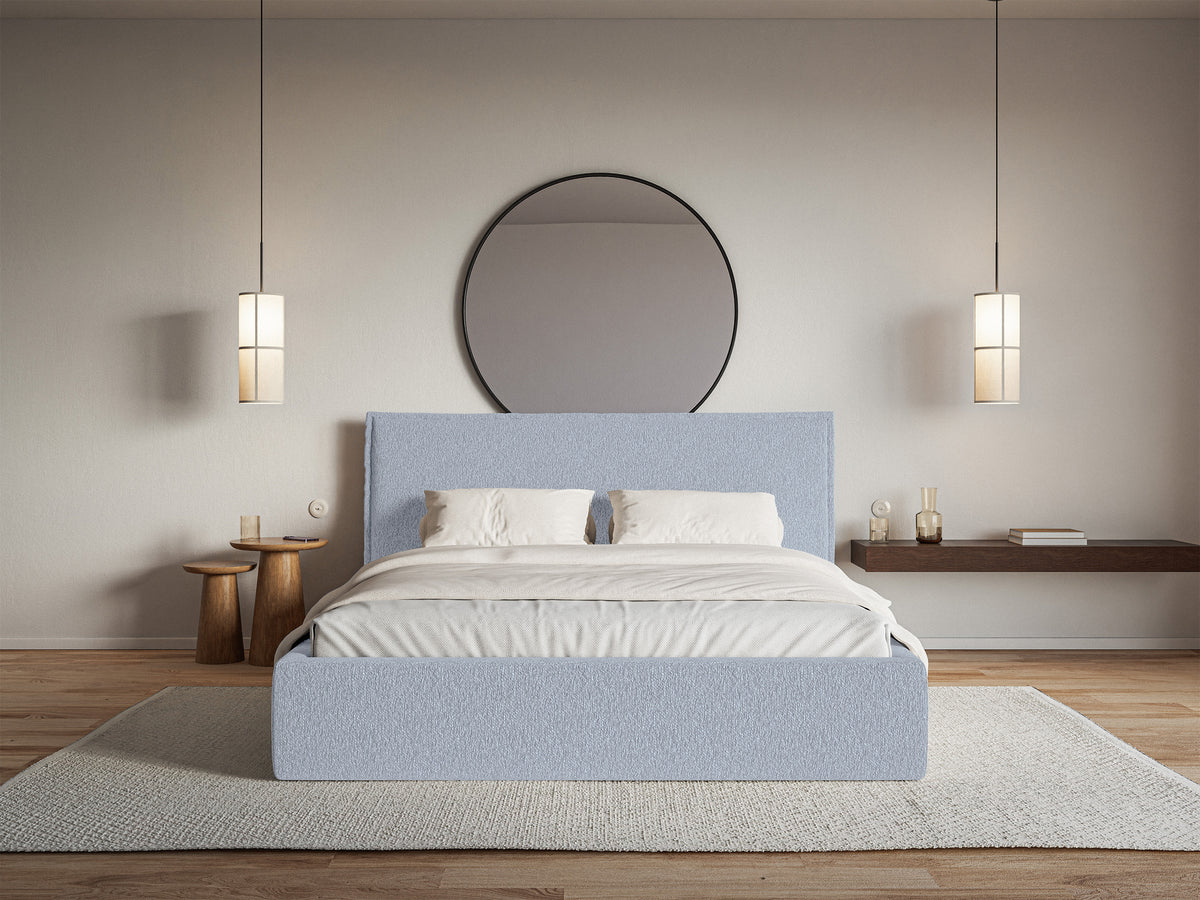 Lit tapissé 140x200 cm Softie bleu chiné