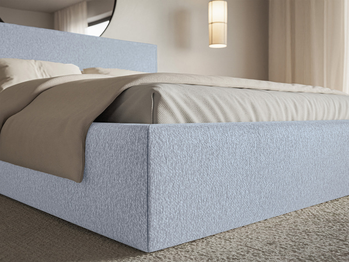 Lit tapissé 140x200 cm Softie bleu chiné