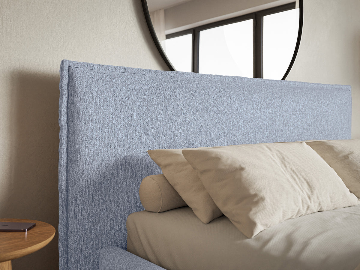Lit tapissé 140x200 cm Softie bleu chiné