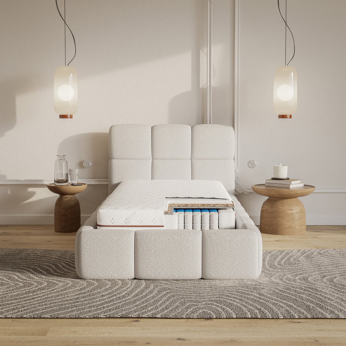 Taschenfederkernmatratze 90x200 cm Somcoco mit Kokos und PUR-Schaum, beidseitig verwendbar