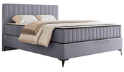 Kontinentalbett 140x200 cm Mufasso mit Stauraum, hellgrauer Velours, wasserabweisend