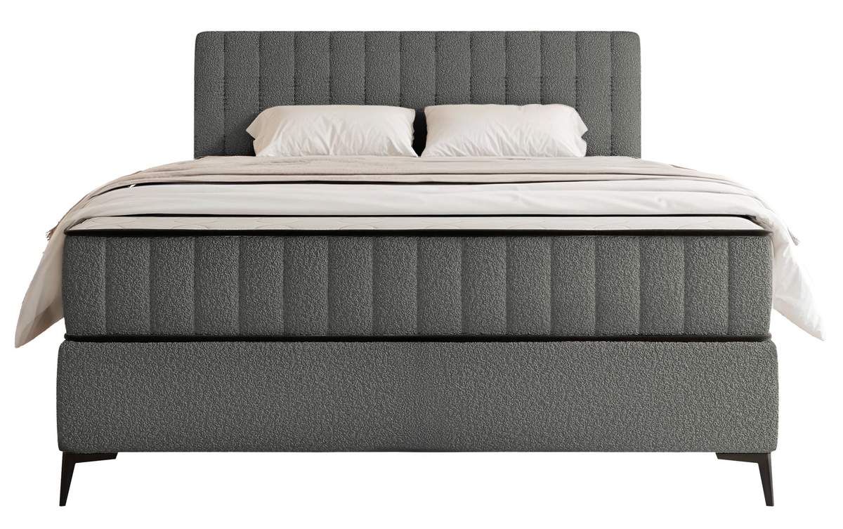 Lit continental 140x200 cm Mufasso avec rangement, bouclé gris foncé
