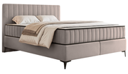 Lit continental 160x200 cm Mufasso avec rangement, velours hydrofuge gris-beige