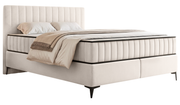Lit continental 160x200 cm Mufasso avec rangement, velours hydrofuge crème
