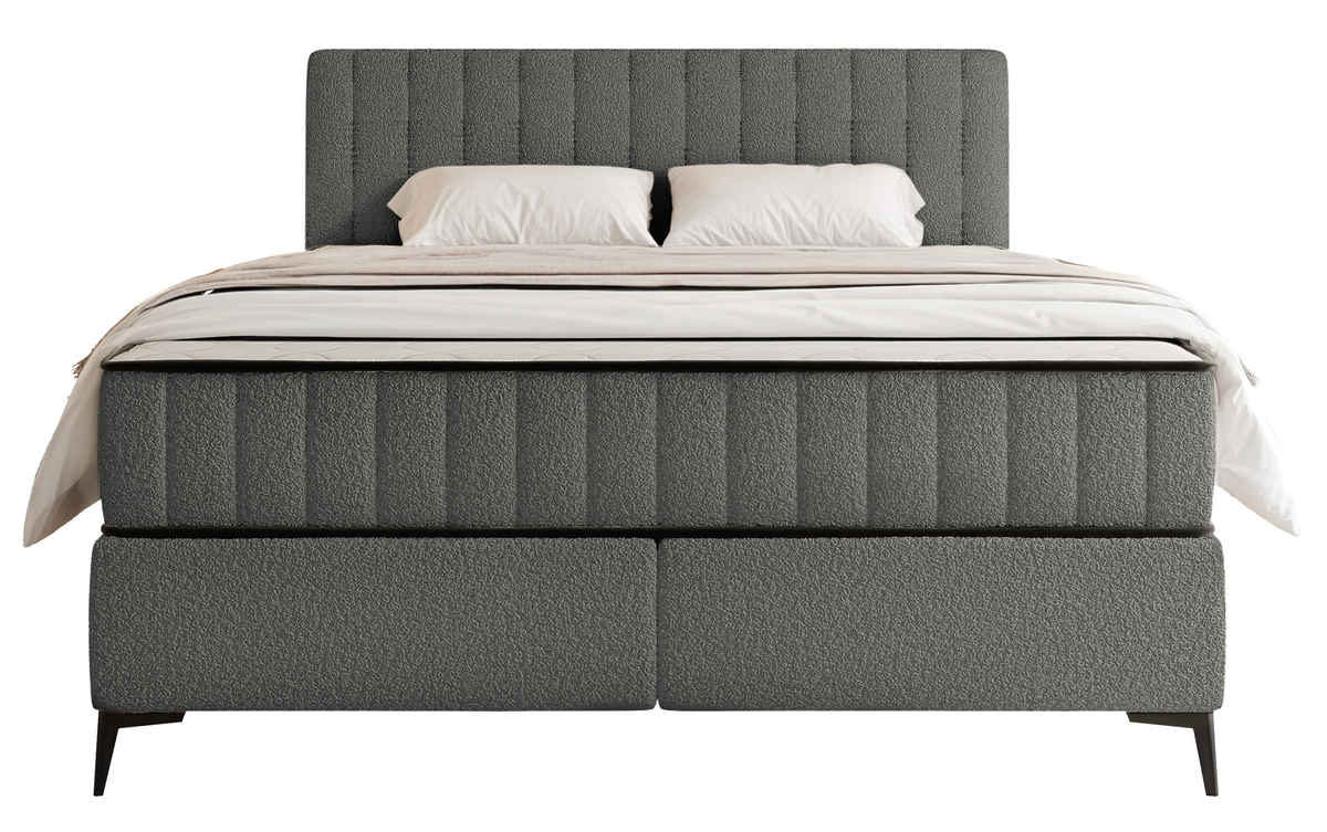 Lit continental 180x200 cm Mufasso avec rangement, boucle gris foncé