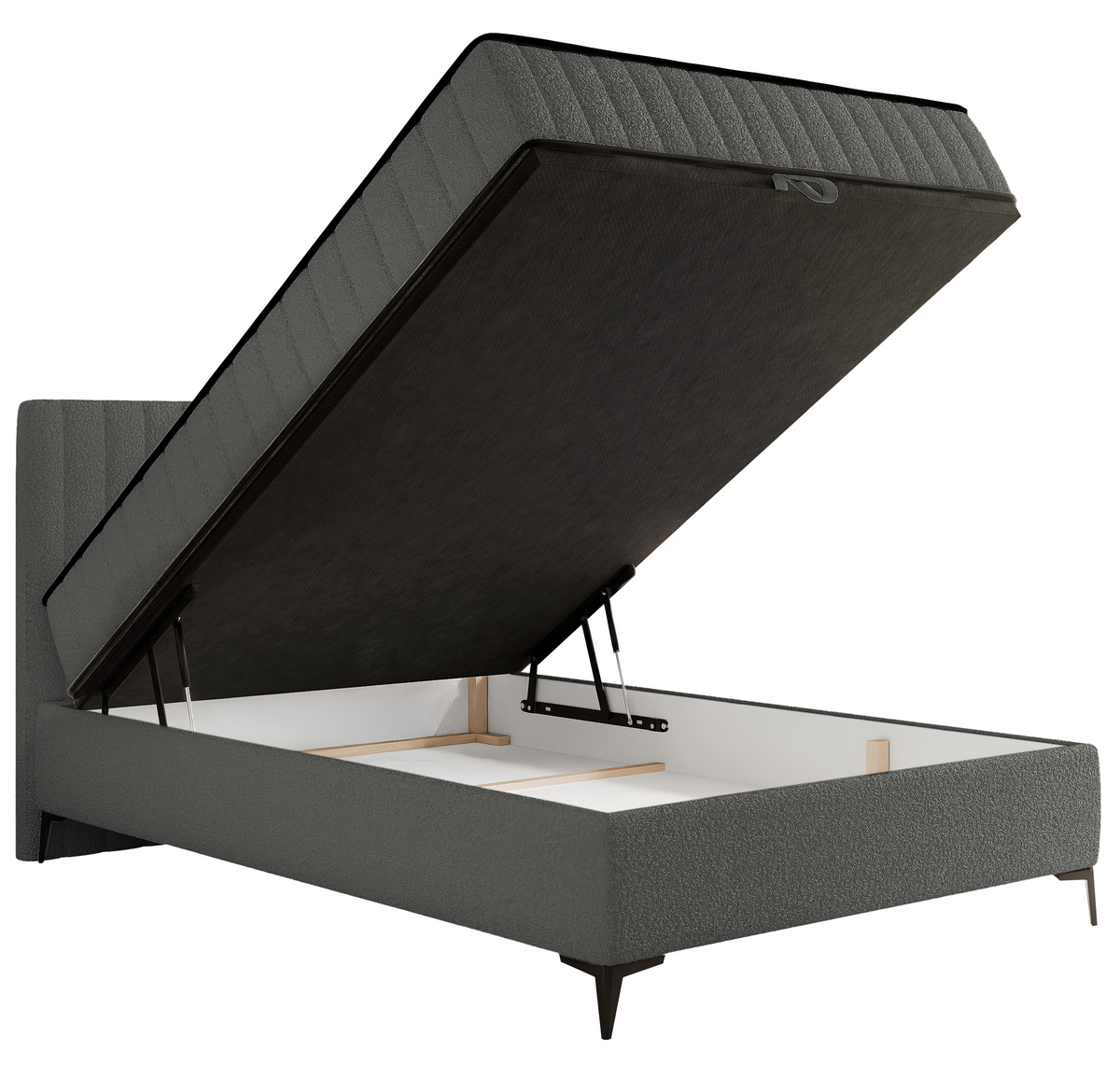 Lit continental 140x200 cm Mufasso avec rangement, bouclé gris foncé