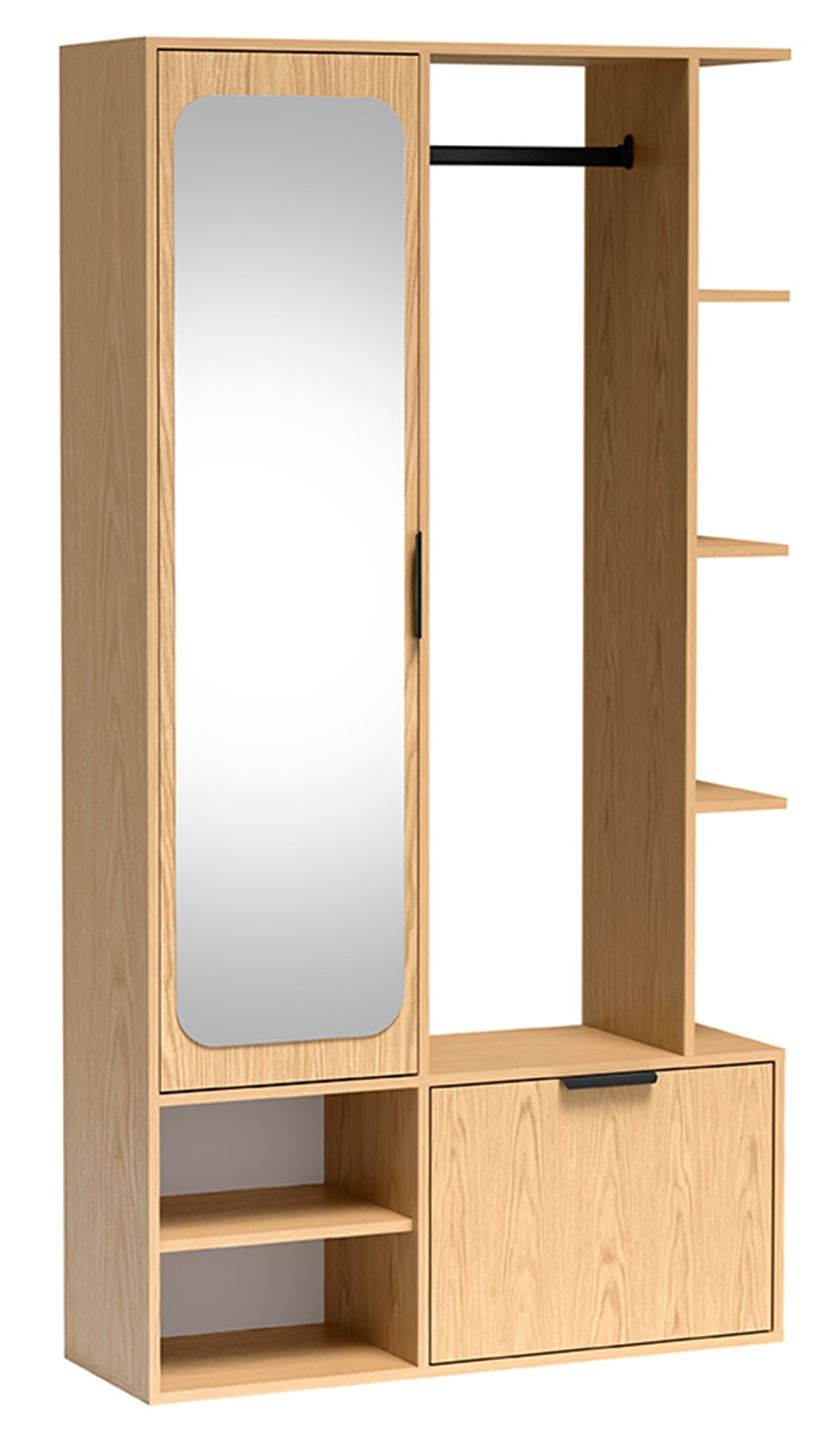Ensemble d'entrée Nala avec miroir et tringle 100 cm chêne bookmatch