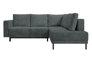 Canapé d'angle Rodario avec fonction couchage et coffre de rangement, velours côtelé gris, côté droit