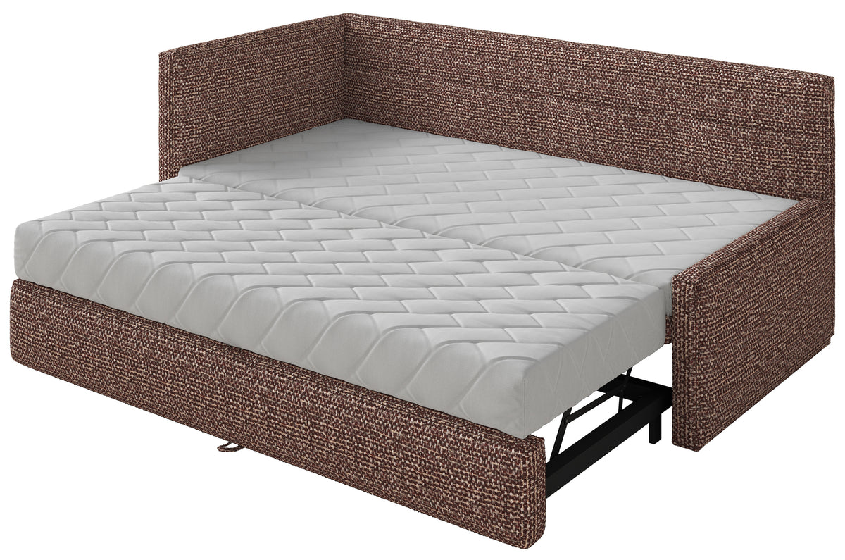 Lit junior 90x200 cm Nesmi coulissant gauche avec matelas tressage marron