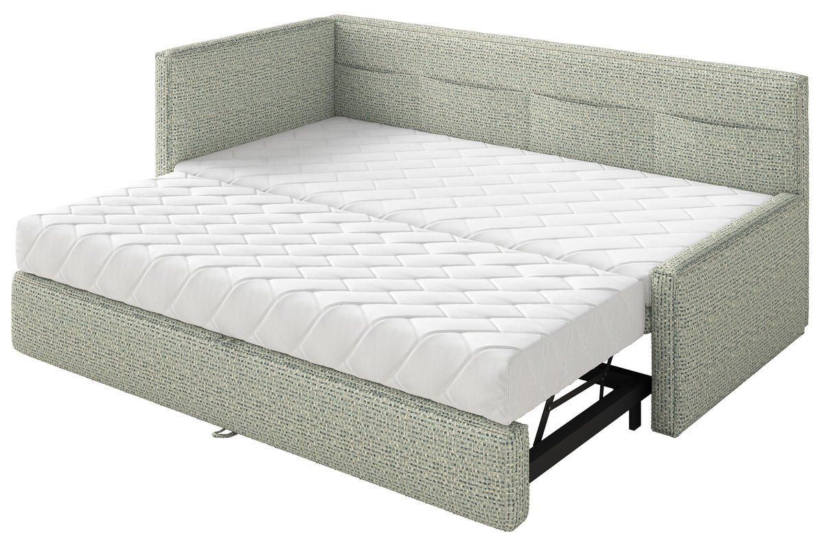 Lit d'adolescent 90x200 cm Nesmi tiroir gauche avec matelas en osier sauge