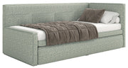 Lit junior 90x200 cm Nesmi droit avec rangement tissage sauge
