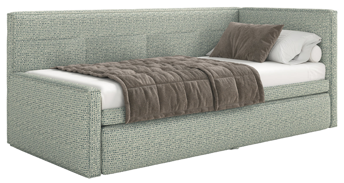 Lit junior 90x200 cm Nesmi droit avec rangement tissage sauge