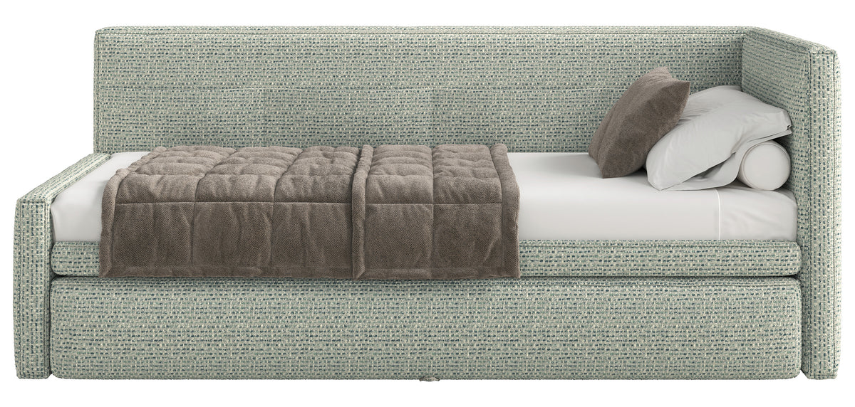 Lit junior 90x200 cm Nesmi droit avec rangement tissage sauge