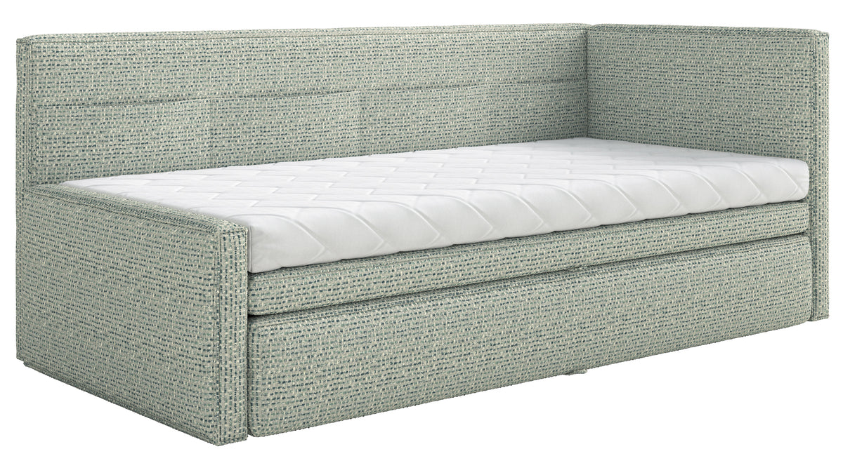 Lit junior 90x200 cm Nesmi droit avec rangement tissage sauge