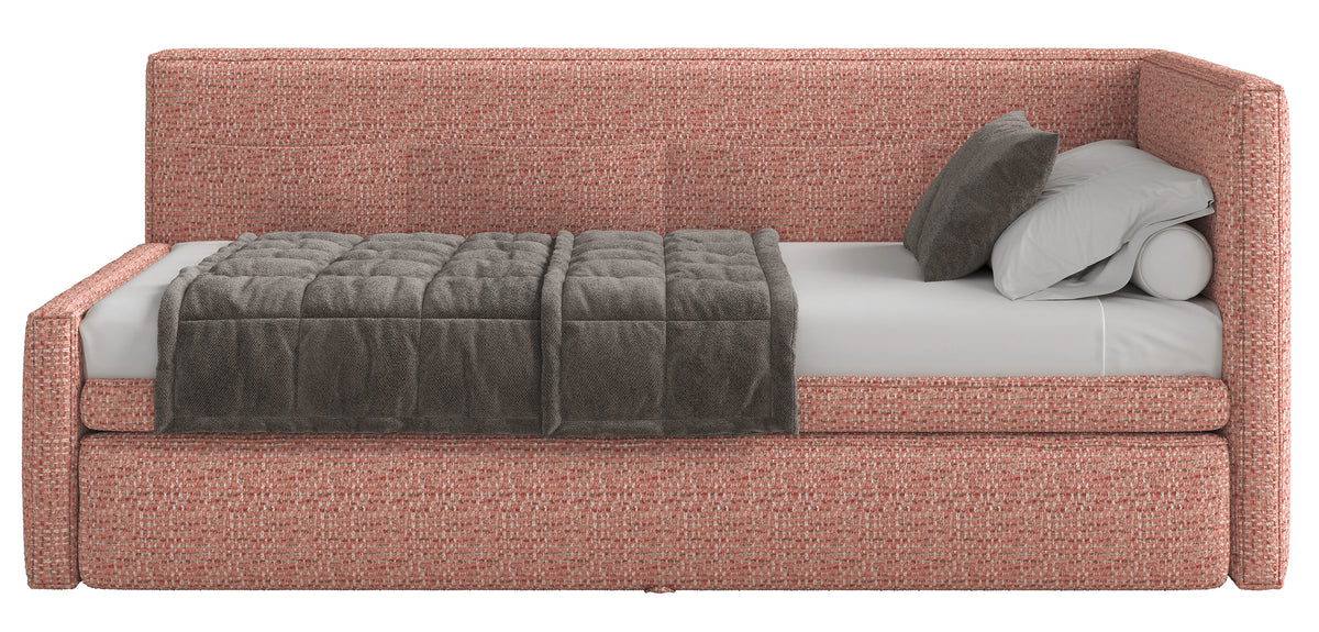Lit junior 90x200 cm Nesmi droit avec rangement tressé rose