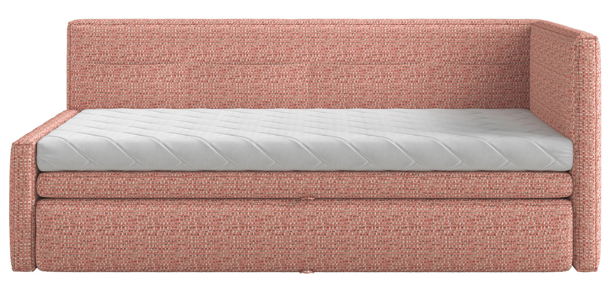 Lit junior 90x200 cm Nesmi droit avec rangement tressé rose