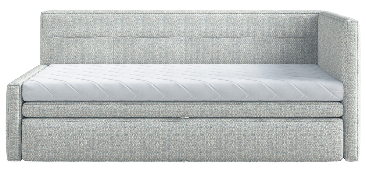 Lit junior 90x200 cm Nesmi droit avec rangement tissage bleu clair